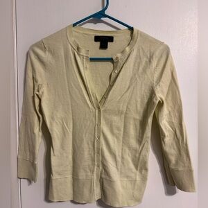 Express cotton cashmere blend lime green/yellow Crewneck Cardigan